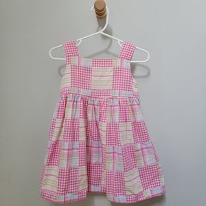 Gymboree 100% Cotton Pink Gingham and Madras Patched Dress, size 12-18 m…